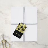 Zwarte Inkt Madeliefjes Gele Boho Bruiloftsborrel Cadeaulabel (Met Touw)