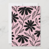 Zwarte inkt madeliefjes roze boho bruidsdouche kaart (Achterkant)