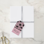 Zwarte Inkt Madeliefjes Roze Boho Bruiloftsborrel Cadeaulabel (Met Touw)