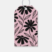 Zwarte Inkt Madeliefjes Roze Boho Bruiloftsborrel Cadeaulabel (Achterkant)