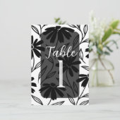 Zwarte Inkt Margrieten Boho Tafel Nummers Kaart (Staand voorkant)