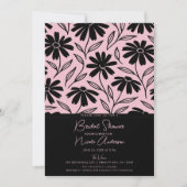 Zwarte Inkt Margrieten Roze Boho Bruidsdouche Kaart (Voorkant)