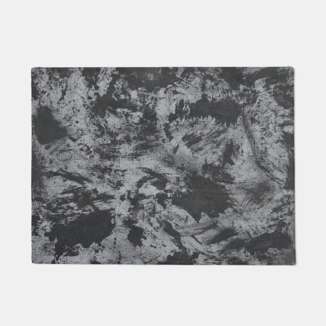 Zwarte inkt op grijze achtergrond deurmat (Voorkant)