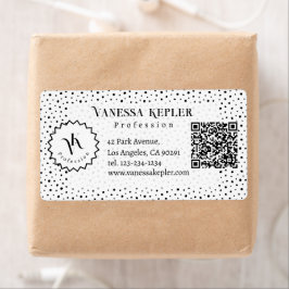 Zwarte inkt Polka dot Monogram Minimalistisch Mode Etiket
