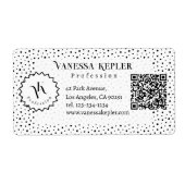 Zwarte inkt Polka dot Monogram Minimalistisch Mode Etiket (Voorkant)