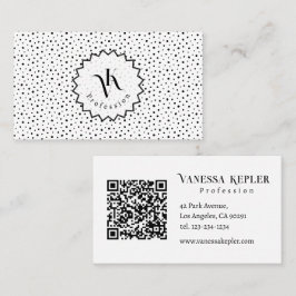 Zwarte inkt Polka dot Monogram Minimalistisch Mode Visitekaartje