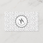 Zwarte inkt Polka dot Monogram Minimalistisch Mode Visitekaartje (Voorkant)