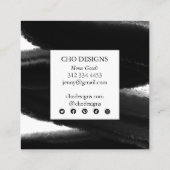 Zwarte inkt verf vet penseelstreek orde dank u vierkante visitekaartje (Achterkant)