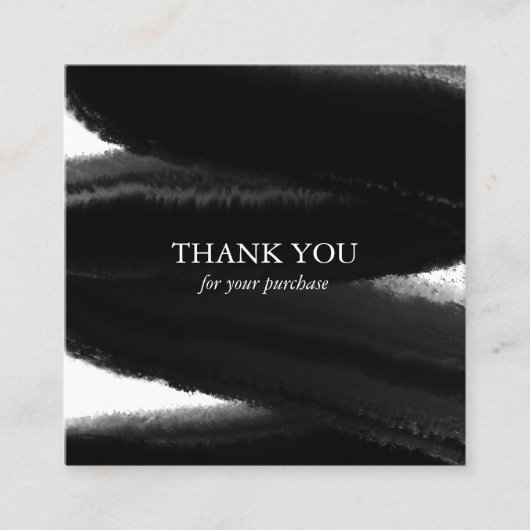 Zwarte inkt verf vet penseelstreek orde dank u vierkante visitekaartje (Voorkant)