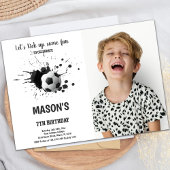 Zwarte inkt Voetbal Verjaardag Uitnodiging met Fot