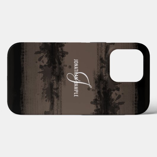 Zwarte inkt | Zwarte Waterverf Monogram Brown Case-Mate iPhone Case (Achterkant (horizontaal))