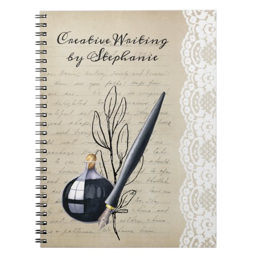  zwarte inktpot en penpunt notitieboek (Voorkant)