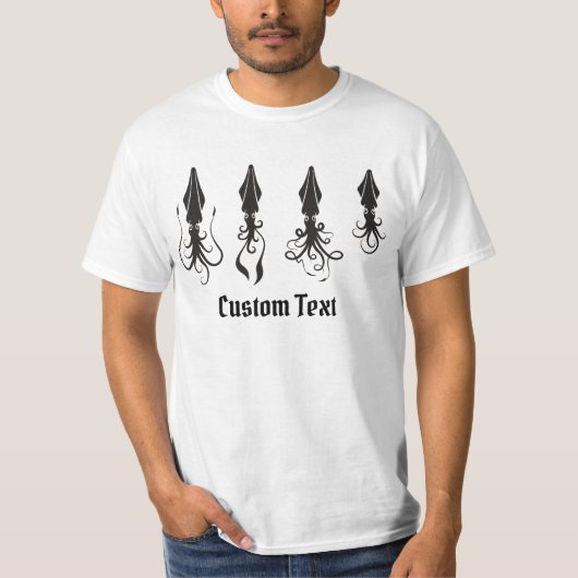 Zwarte Inktvispictogrammen T-shirt (Voorkant)