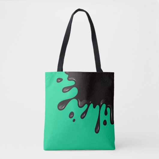 Zwarte inktvlek op Emerald Green Tote Bag (Voorkant)