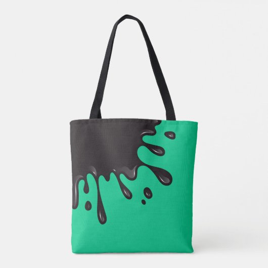 Zwarte inktvlek op Emerald Green Tote Bag (Achterkant)