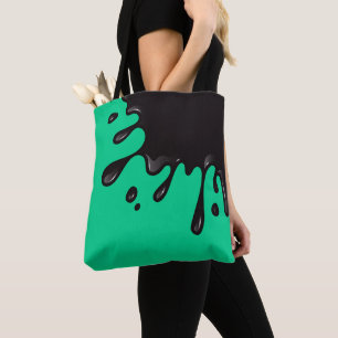 Zwarte inktvlek op Emerald Green Tote Bag