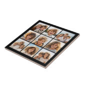 Zwarte Instagram Fotocollage met 9 vierkante foto' Tegeltje (Zijkant)