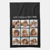 Zwarte Instagram Fotocollage met 9 vierkante foto' Theedoek (Verticaal)