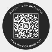 Zwarte Instagram QR-code Ronde Sticker (Voorkant)