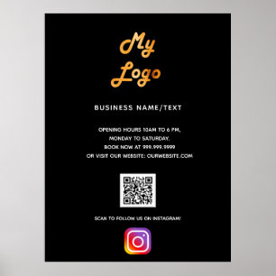 Zwarte Instagram QR-code voor bedrijfslogo Poster