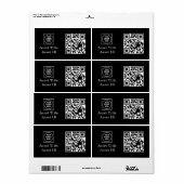 Zwarte Inventaris QR | Aangepaste Product Bedrijfs Etiket (Full Sheet)