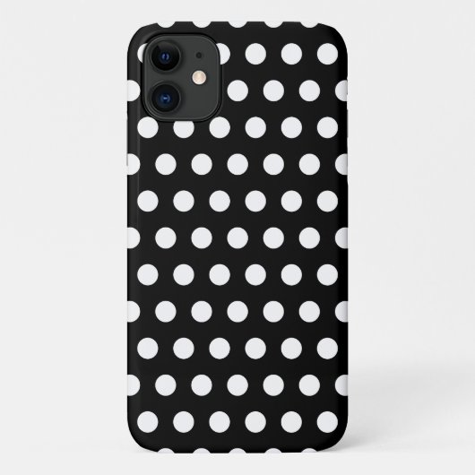 Zwarte iPhone Case Witte Polka Dots - Kies kleuren (Achterkant)