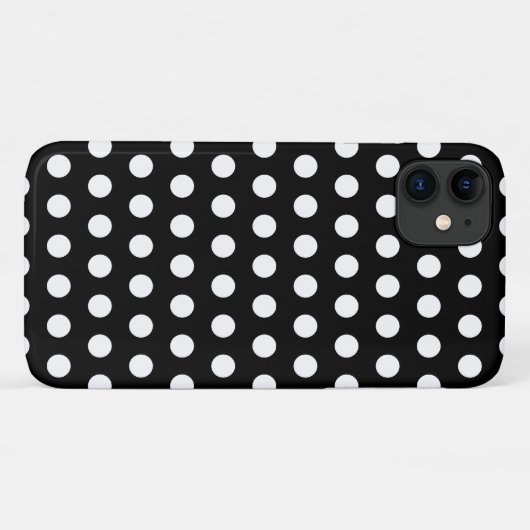 Zwarte iPhone Case Witte Polka Dots - Kies kleuren (Achterkant (horizontaal))