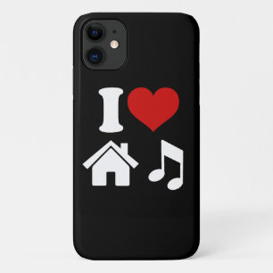 Zwarte iPhone-draagtas met witte 'I Love House Mus Case-Mate iPhone Case