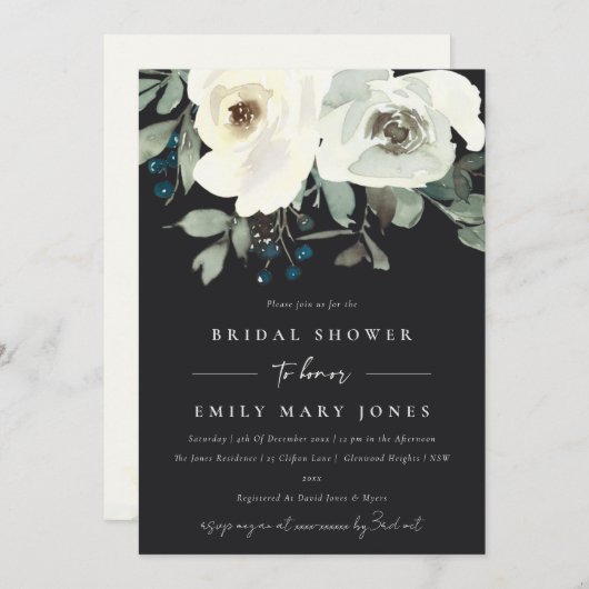 ZWARTE IRIGE WITTE VRIJGEZELLENFEEST WATERVERF KAART (Voorkant / Achterkant)