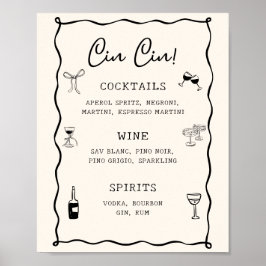 Zwarte Italiaanse Bruidsdouche Cin Cin Bar Poster