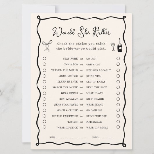 Zwarte Italiaanse Bruidsdouche Zou Zij Liever Spel Kaart (Voorkant)