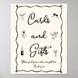 Zwarte Italiaanse Bruidsuitnodiging Kaart & Cadeau Poster