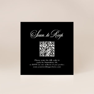 Zwarte Italiaanse Elegantie RSVP met QR-code Informatiekaartje