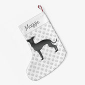 Zwarte Italiaanse Grenshond met aangepaste naam Kleine Kerstsok (Achterkant (Hangend))