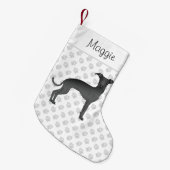 Zwarte Italiaanse Grenshond met aangepaste naam Kleine Kerstsok (Voorkant (Hangend))