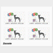 Zwarte Italiaanse Greyhound Cute Dog - Happy Birth Rechthoekige Sticker (Vel)