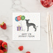Zwarte Italiaanse Greyhound Cute Dog - Happy Birth Servet (Insitu)