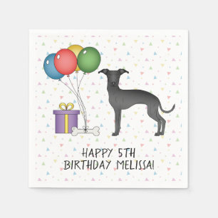 Zwarte Italiaanse Greyhound Cute Dog - Happy Birth Servet