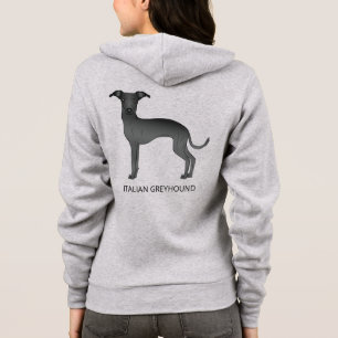 Zwarte Italiaanse Greyhound-hond met aangepaste te Hoodie