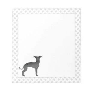 Zwarte Italiaanse Greyhound Lieve Cartoonhond Met  Notitieblok