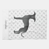 Zwarte Italiaanse Greyhound Met Aangepaste Naam Theedoek (Horizontaal)