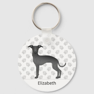 Zwarte Italiaanse Greyhound Mooie Hond Met Aangepa Sleutelhanger