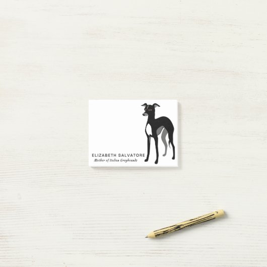 Zwarte Italiaanse Greyhound Post-it® Notes (Op bureau)