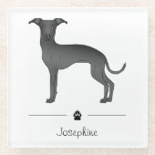 Zwarte Italiaanse snufjes met klauut met aangepast Glazen Onderzetter (Voorkant)