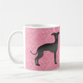 Zwarte Italiaanse snufjes op roze harten Koffiemok (Links)