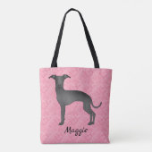 Zwarte Italiaanse snufjes op roze harten Tote Bag (Achterkant)