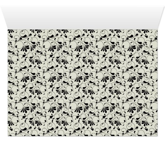 Zwarte Ivoor Cream Damask Trouwtafel Kaart (Binnen Horizontaal (Onder))