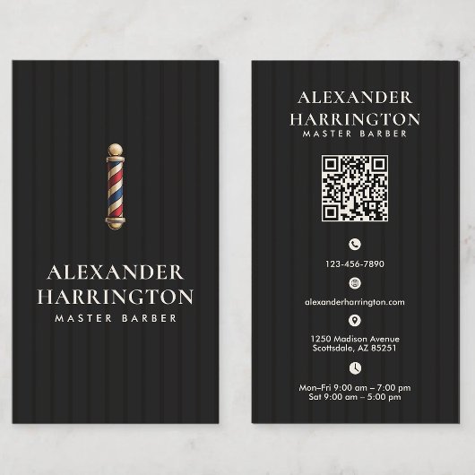 Zwarte Ivoor Master Kapper Qr Code Visitekaartje