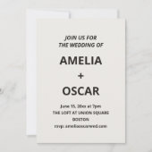 Zwarte Ivoor Moderne Trouwtypografie Tekst Kaart (Voorkant)