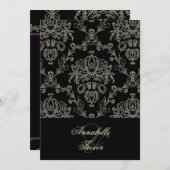 Zwarte/ivoorcrèmekant/vouw, aangepast bruiloft kaart (Voorkant / Achterkant)
